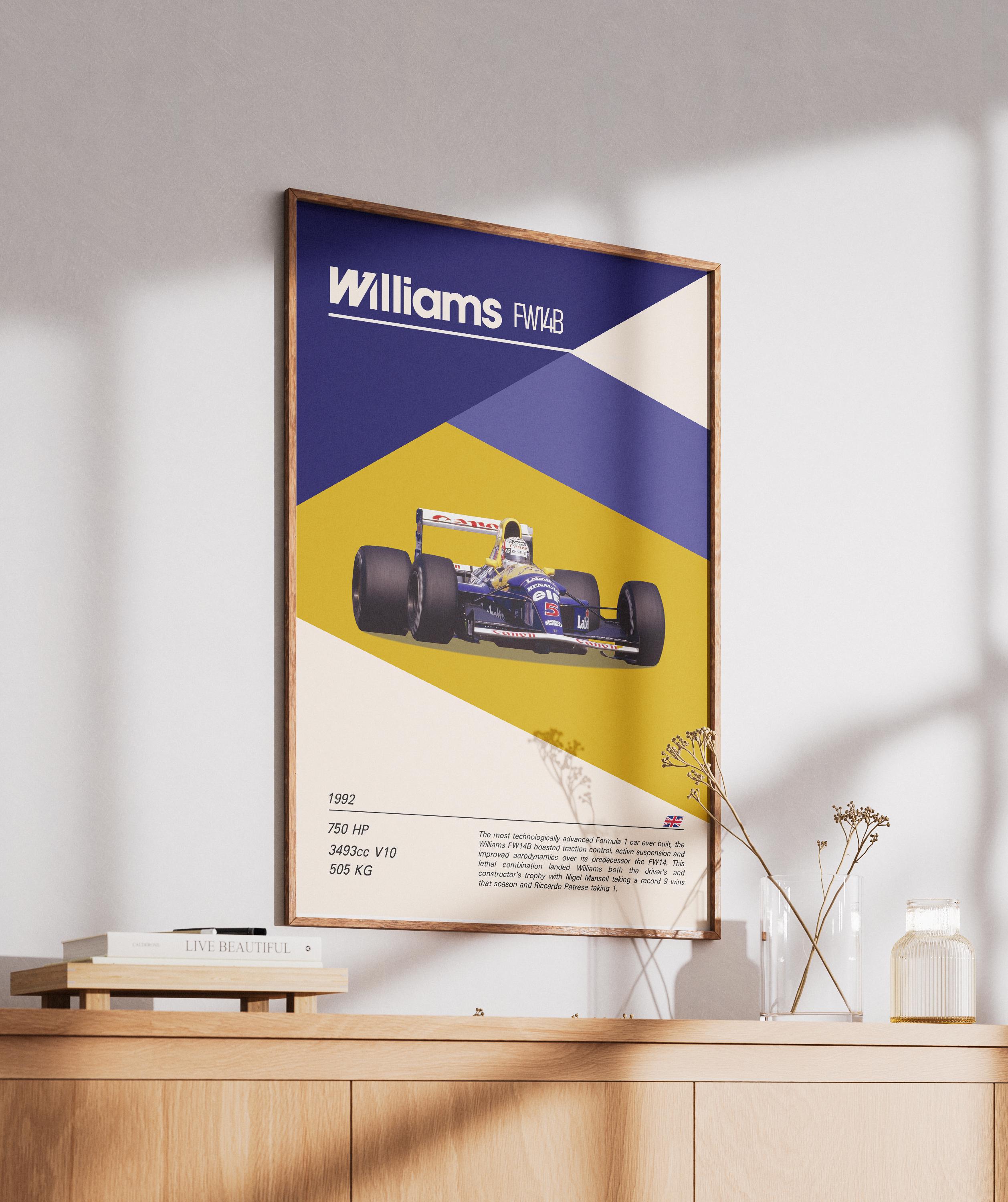 Williams FW14B Formula 1 Poster | Nigel Mansell F1 Wall Art