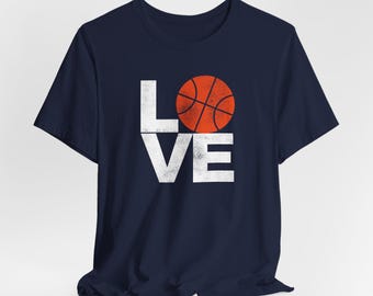 LOVE Basketball Graphic T-Shirt, Popular Gifts, Basketball Moms, Gift for Dads, Popular Shirts For Boys, Girls, Teens, Fans, Coaches, Fans