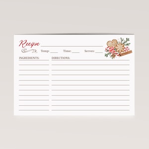 Christmas Holiday Cookie Recipe Card for Cookie Exchange Parties, Baking Goods Gifting, Template, DIY Printable Cards 4x6 Instant Download