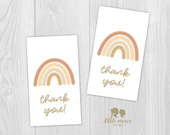Boho Tan Rainbow Thank You Favors Gift Tags Printable Digital Download