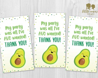 Thank You Tags Avocado Avo Theme Digital Printable PDF Download DIY
