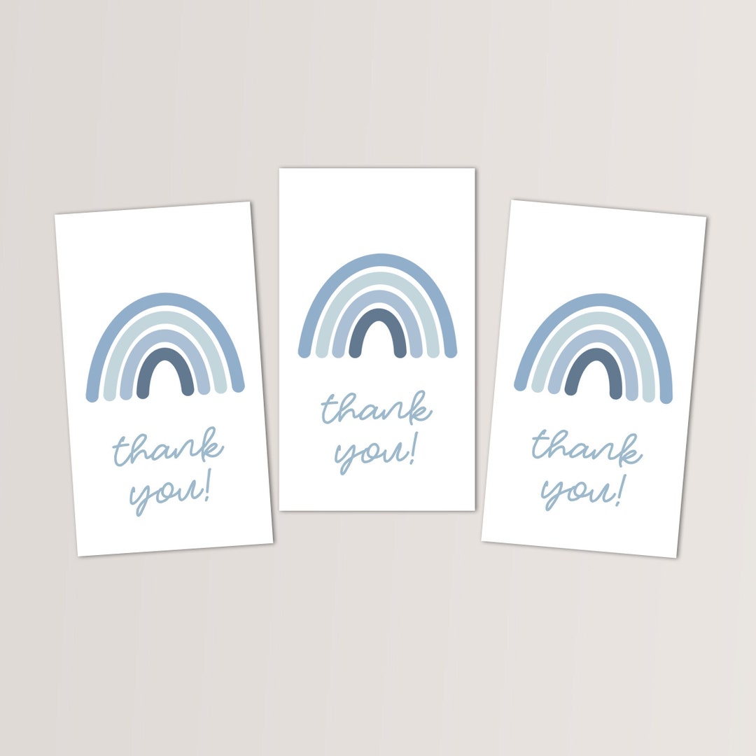 Boho Muted Blue Rainbow Thank You Party Favors Gift Tags Printable ...
