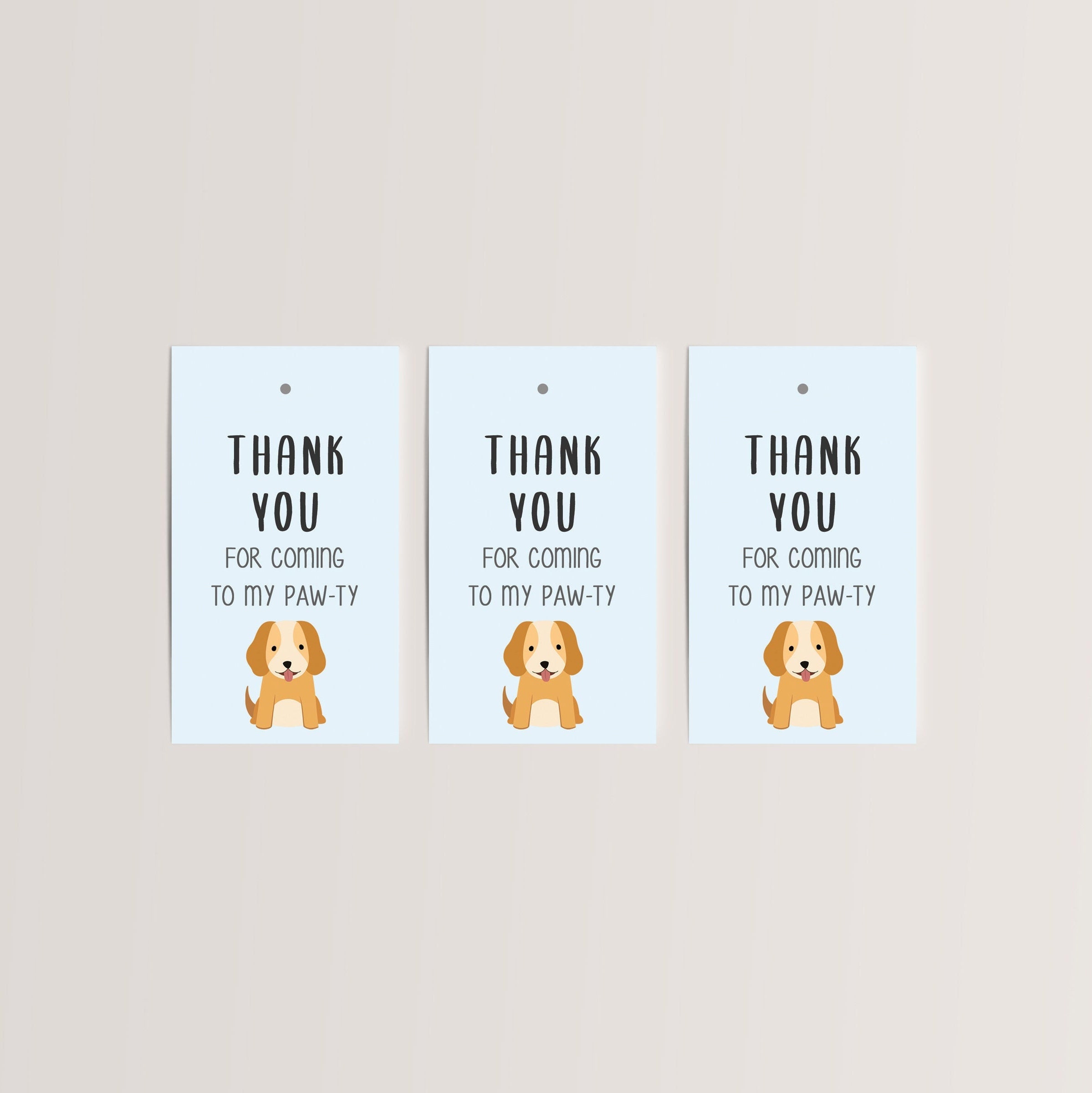 Thank You Tags Puppy Dog Pawty Digital Printable PDF Download - Etsy