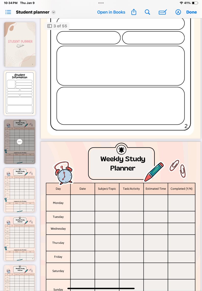 Student Planner, Planner, Study, Student, Academic, Weekly, Simple ...