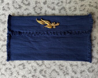 Navy Fringe Clutch
