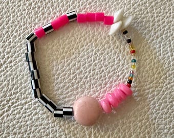 Upcycled Beaded Bracelet: Vintage Style Handmade Jewelry