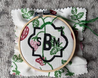 Custom Monogram needlepoint  cross stitch DIY