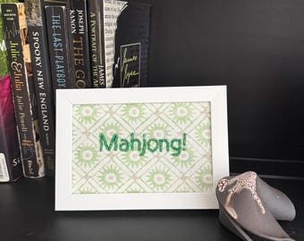 MAHJONG framed art green beads