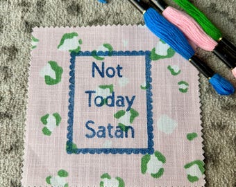 Not Today Satan cross stitch DIY
