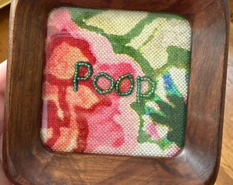 Poop artwork bathroom decor green beads