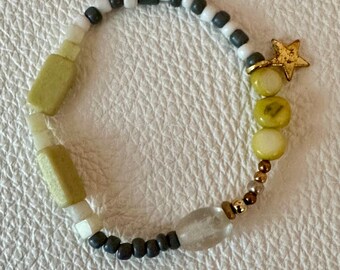 Upcycled Beaded Bracelet with Star Charm