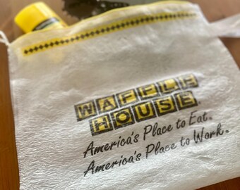 Favorite Breakfast Place Upcycled water resistant zipper pouch
