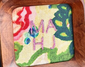 MAHJONG framed art pink beads