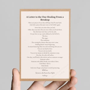 Ein Brief an den Einen, der nach einer Trennung heilt - Druckbarer emotionaler Brief zum Loslassen, Heilen und Selbstwertgefühl, druckbarer Download