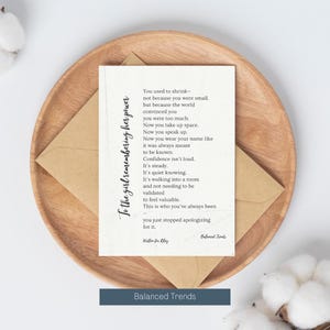 Para la niña que recuerda su poder: poema imprimible de empoderamiento para mujeres, regalo de confianza, arte mural digital, carta de sanación femenina