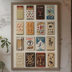 Vintage Matchbox Collection Print - Digital Artwork - Matchbox Art - Home Decor - Wall Art - Gift For Collectors
