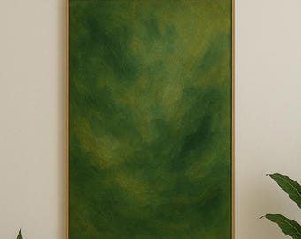 Abstract Oil Painting Digital Print - Green Art Print - Modern Abstract Wall Art - Oil Canvas Reproduction