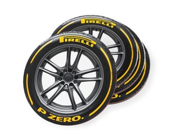 Formula One Tire Coasters - F1 Coasters - Racing Fan Gift - Tire Drink Coasters - Motorsport Decor - Auto Enthusiast