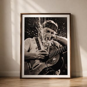 Vintage Music Poster - Black & White Concert Photography Print - Rustic Guitar Wall Art - Country Music Decor - Americana - Digital Download