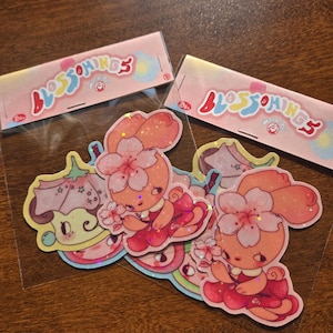 桜ステッカーセット | 春の桜セット | ウサギのホログラム | かわいい女の子の花 | かわいいキラキラ文房具デコレーション | 携帯電話タブレット用デカール