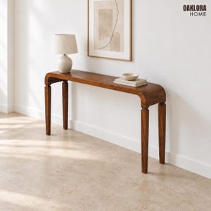 Solid Wood Console, Mango Entryway Table in Amber Oak, 48 Inch