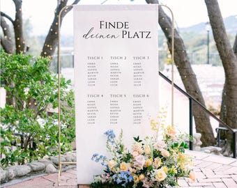 Banner de tela para plano de asientos de boda | Plano de asientos de boda personalizado | Plano de asientos de boda con aspecto de lino