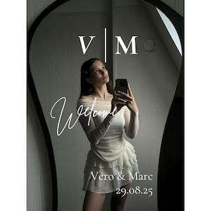 Welcome Wedding Sign, Personalizable Names, For Mirrors, Acrylic, Cardboard, Wedding Mirror Stickers, For Wedding