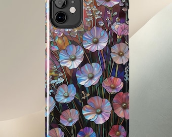 Wildflower Stained Glass Effect Phone Case: Tough Protection