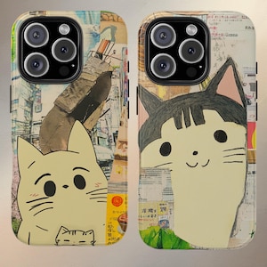 Cat Japanese Aesthetic Collage Cover for iPhones Samsungs Galaxy,Japanese Mood Board Phone Case,Cute Phone Case,Japan Style Scrapbook