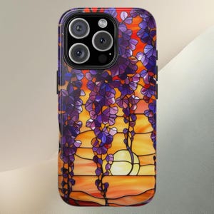 Floral Stained Glass Effect Phone Case,Tough Protection,Floral 3D Mosaic Tough Case,Stained Glass Effect with Flowers,Cases iPhone Samsung