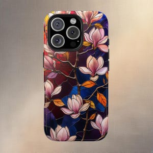 Floral Stained Glass Effect Phone Case,Tough Protection,Floral 3D Mosaic Tough Case,Stained Glass Effect with Flowers,Cases iPhone Samsung