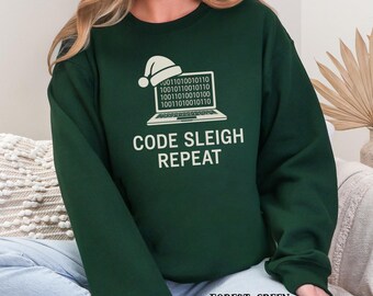 Code Sleigh Repeat Unisex Sweatshirt - Funny Programmer Christmas Gift