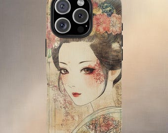 Japanese Collage Phone Case: Geisha Floral Art - iPhone & Samsung