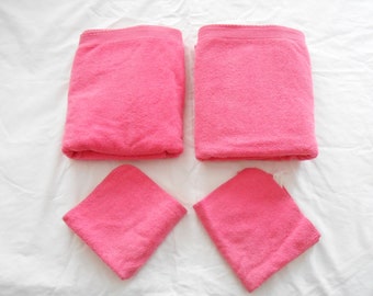 Rare 4 Piece Bath Towel Set Sears Bath Towels & 2 Washcloths Unusual and Unique Bath Towel Set Good Clean Condition 70s Era