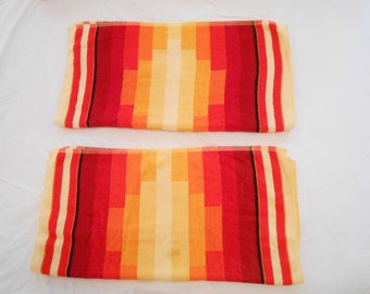 Rare Large Terry Towels Set of 2 Beautiful Striped Cotton Bath Towels Unusual and Unique Beach Towels Used Clean Condition 60s to 70s Era