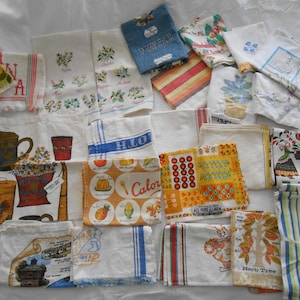 Retro Linen Kitchen Tea Towel: 50s 60s 70s Print PRICED PER TOWEL image 1
