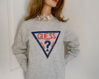 Rare Vintage Guess Sweatshirt NOS Guess Womens Sweatshirt Size Small to Medium Long Sleeved Made in USA 80s to 90s Era