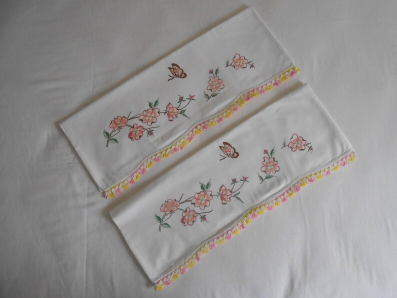 Crafts Vintage Crochet Pattern Flower Pillowcase Edging Set Crafts