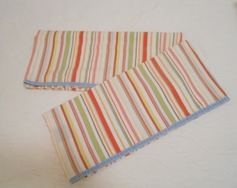 Ralph Lauren Striped Pillowcases Standard Size Pillowcases Set of 2 Cotton Pillowcases Used Condition Made in USA 90s Era