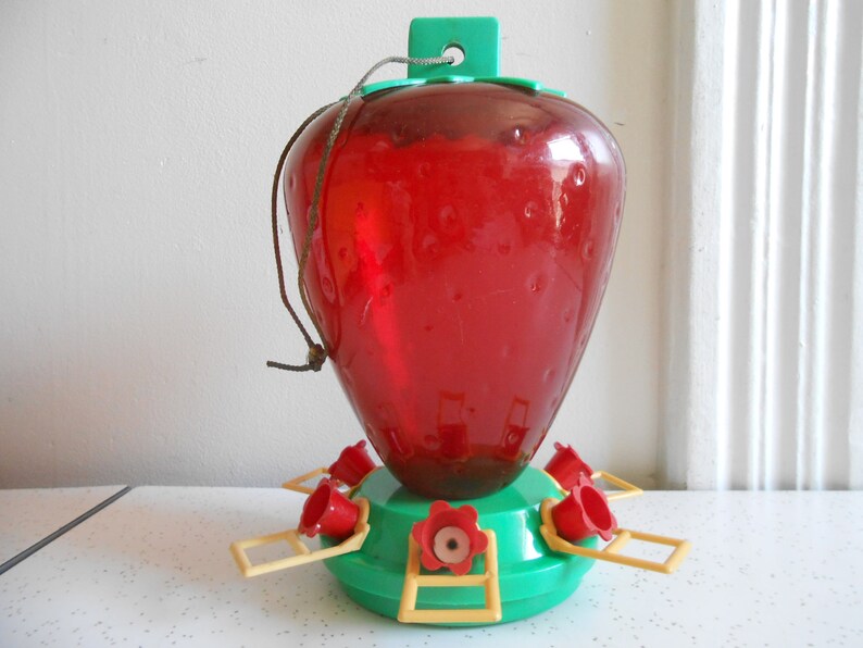 Vintage Strawberry Hummingbird Feeder Heavyweight Plastic Etsy