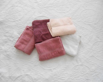 Cotton Hand Towels Set of 5 Terry Hand Towels Different Colors and Size Hand Towels Good Used Condition & Clean