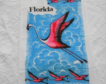 Vintage Flamigo Beach Towel Lightweight Terry Beach Towel Florida Flamigo Beach Towel Size 21 by 38 Inch Good Clean Condition