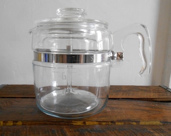 Pyrex Flameware 7756 Complete Percolator 6 Cup Glass Stove Top Pyrex Coffee Percolator Good Clean Condition 60s Era