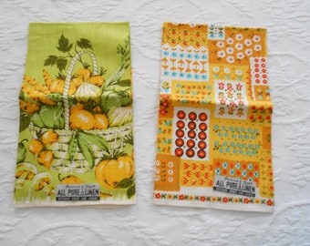 Vintage NWT Linen Tea Towels New Linen Tea Towels Set of 2 Parisian Prints Made in USA 60s to 70s Era