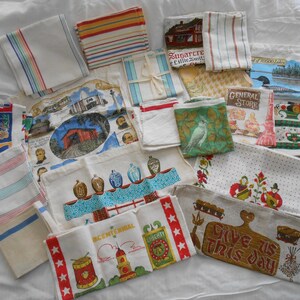 Retro Linen Kitchen Tea Towel: 50s 60s 70s Print PRICED PER TOWEL image 6