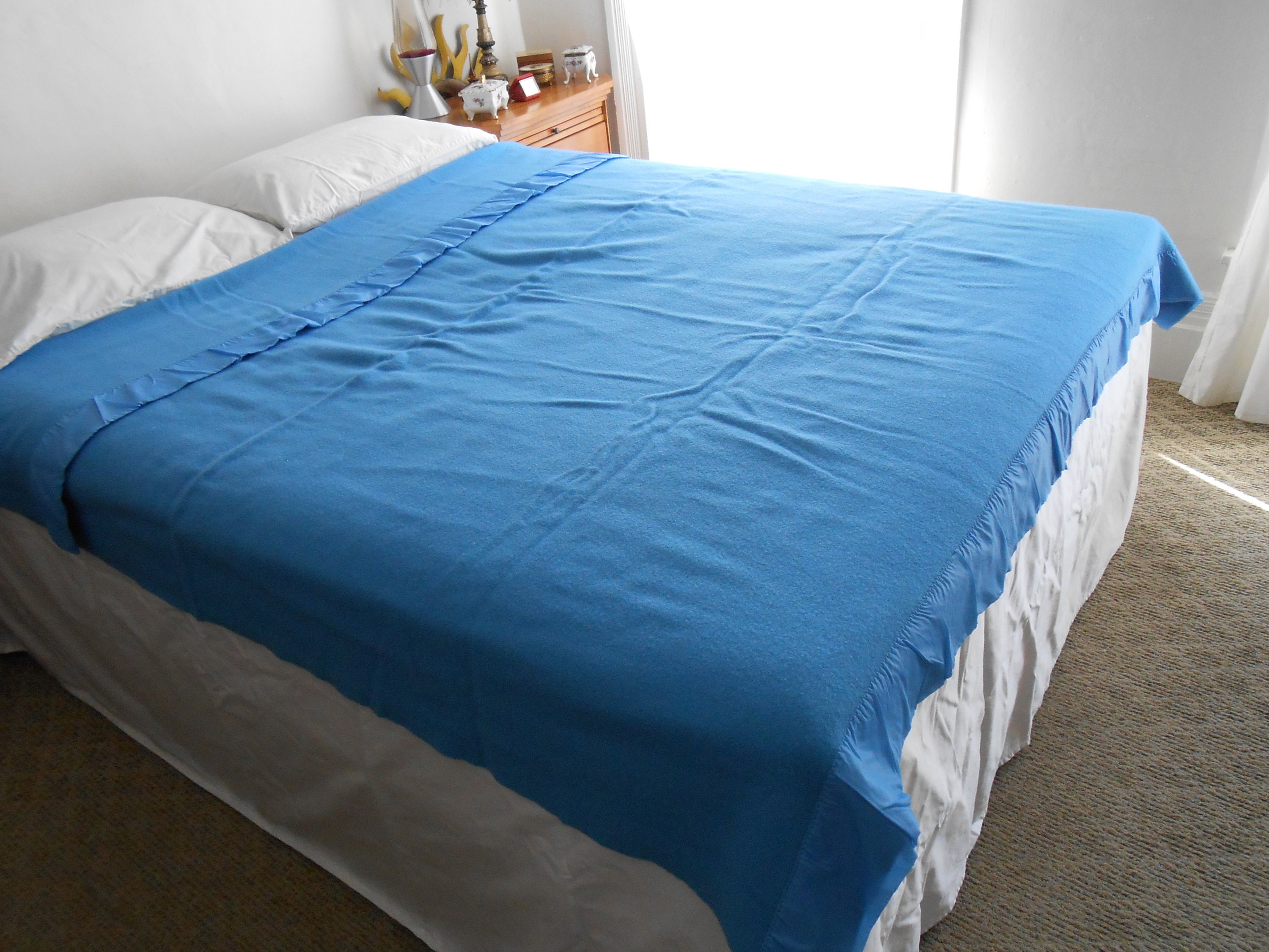 Virgin Wool Blanket Sears Wool Blanket Double Full Size 73 X 82 Inch Medium Weight Blanket Good Clean Condition 70s to 80s Era Etsy