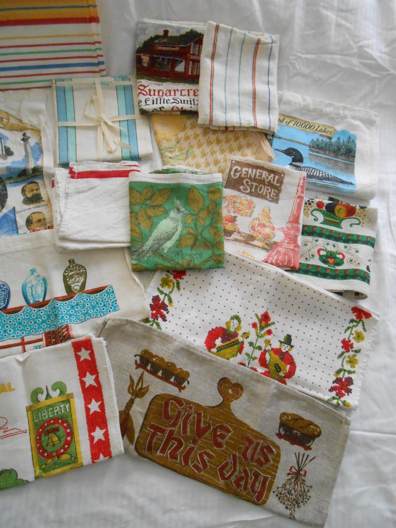 Retro Linen Kitchen Tea Towel: 50s 60s 70s Print PRICED PER TOWEL image 9