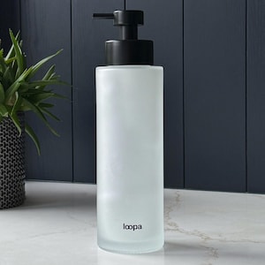 Milchglas Seifenspender Flasche Schlicht Kein Etikett nachfüllbar Lotion oder Handwäsche Glasspender Flasche Badezimmer Küche 500ml