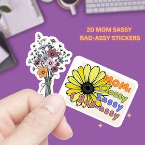 Mom Sassy Sticker Sheet, Mom Chaos Coordinator, Mother&#39;s Day Flower Stickers, Mom Birthday Stickers, Mother&#39;s Gift, Gift For Her, Mom