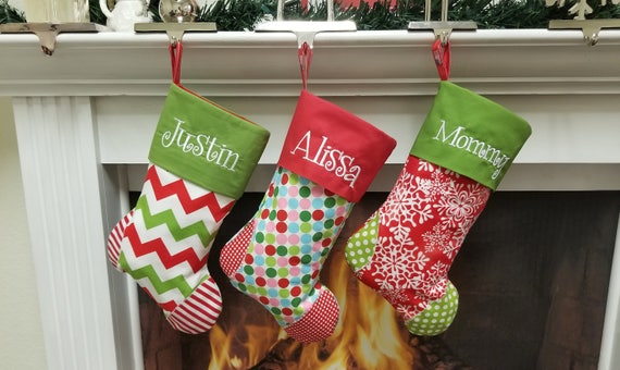 Set of 4 Personalized Christmas stockings choose your favorite 4 and personalization Ships for Christmas 2018